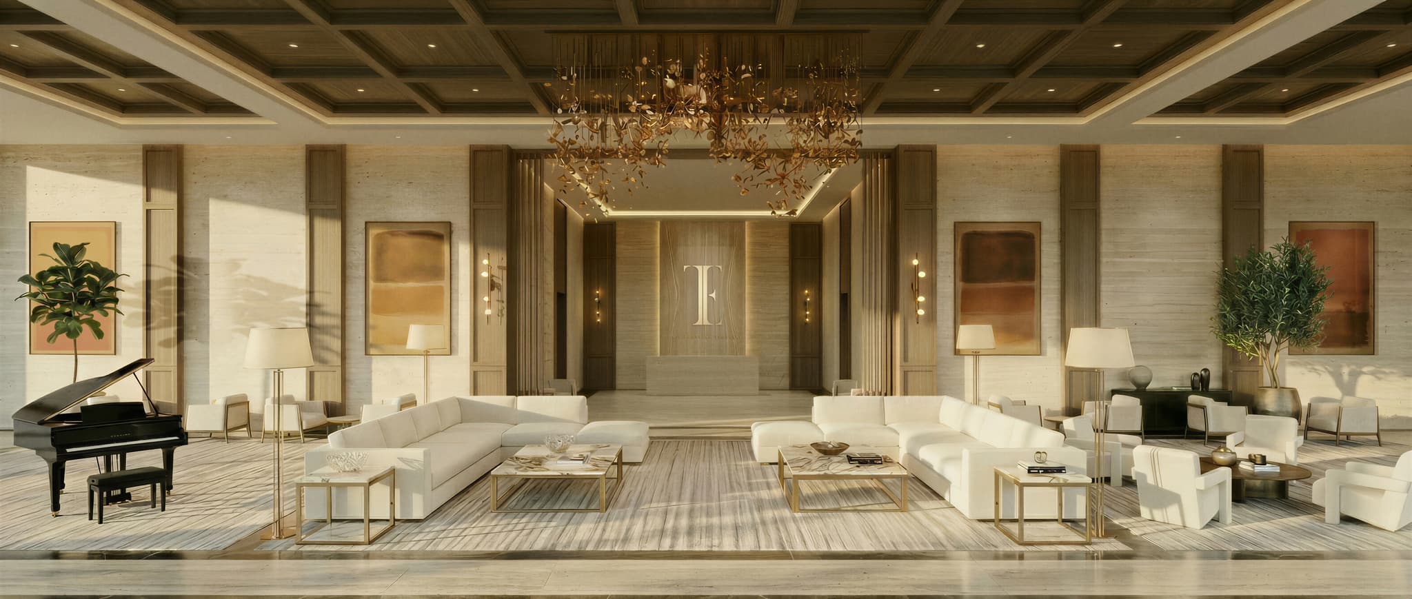 The Everett — Grand arrival lobby with curated ambience